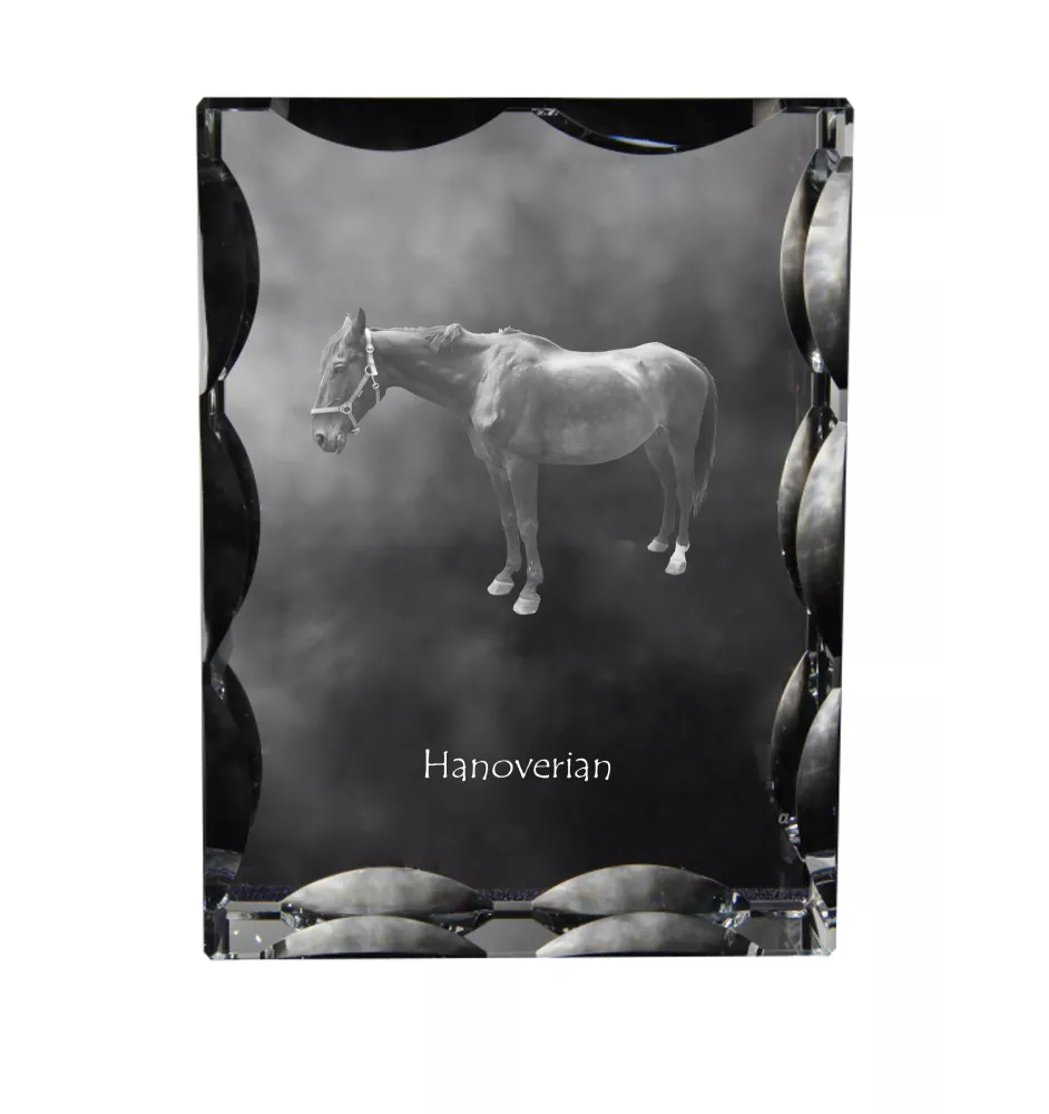 Hanoverian - kryształ ze zdjęciem konia, szklana statuetka ze zdjęciem, wyjątkowa ramka ze zdjęciem marki Art-Dog