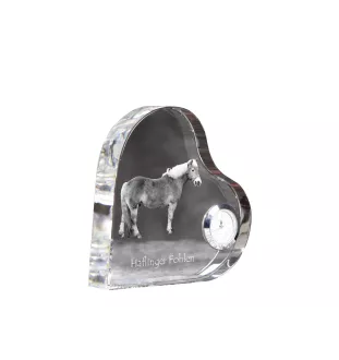 Haflinger Fohlen - crystal clock with a picture of a horse, heart-shaped shelf clock, personalized standing clock by Art-Dog brand