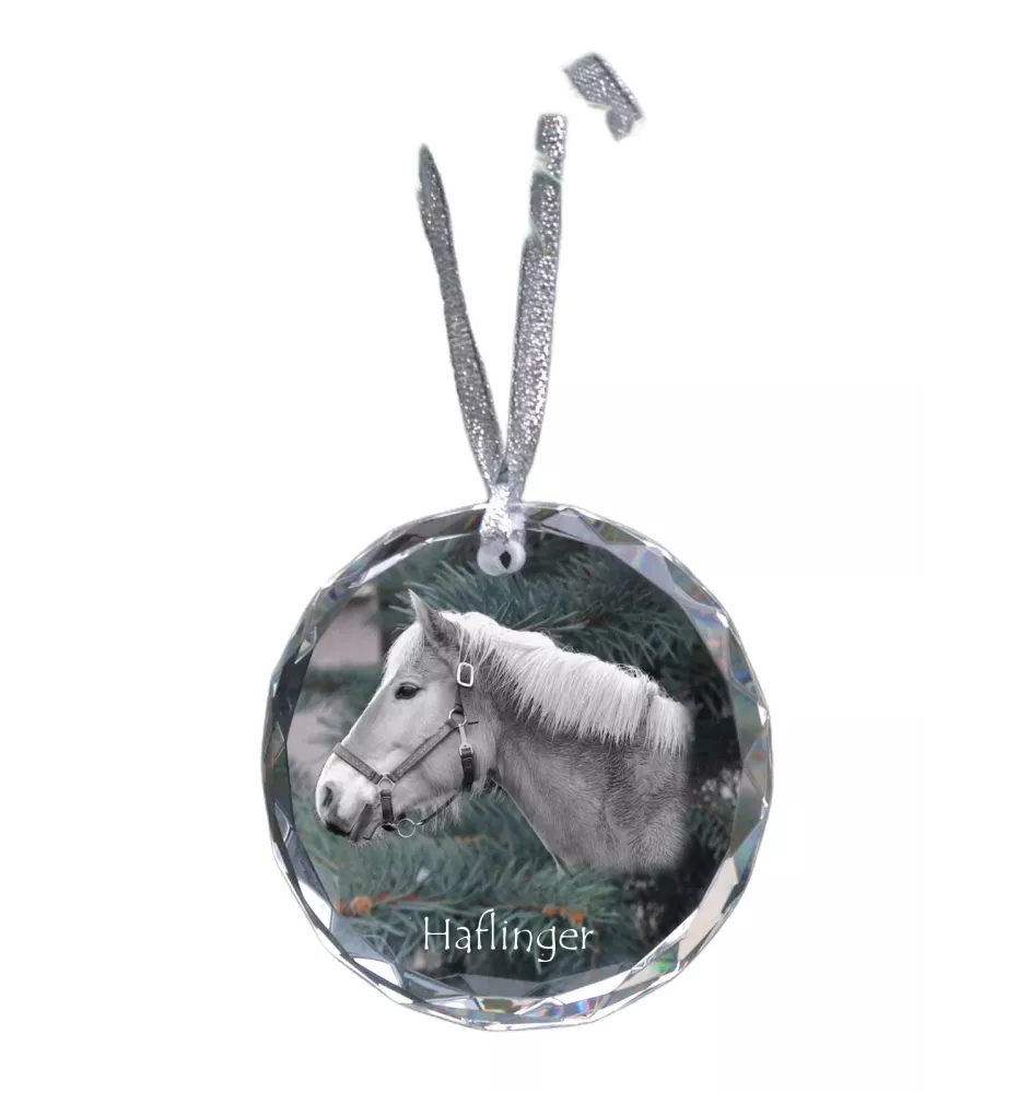 Haflinger - boule de Noël en cristal avec une photo, photo de cheval dans le cristal, décoration personnalisée pour sapin de Noël de la marque Art-Dog