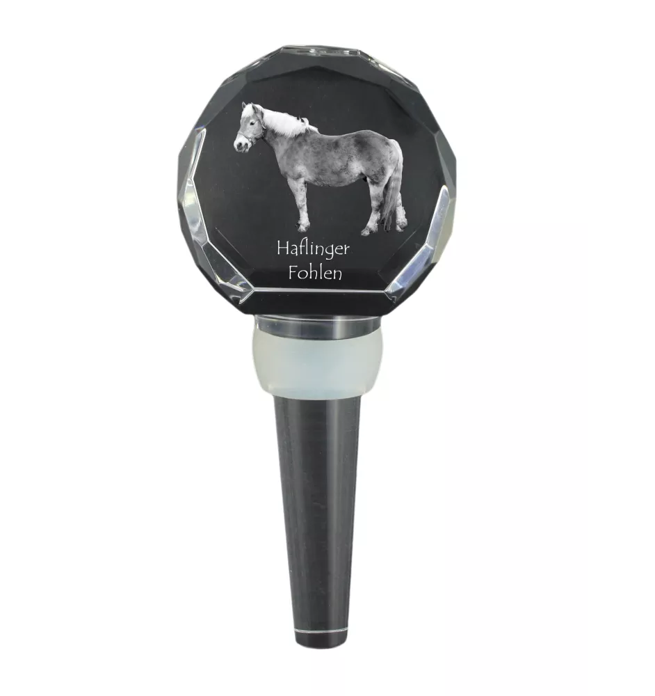 Haflinger Fohlen - Crystal bottle stopper with horse, unique wine stopper with photo, personalised gift for sommelier by Art-Dog brand