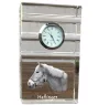 Haflinger - glass clock with a photo, photo of a horse in crystal, personalized standing office clock by Art-Dog brand