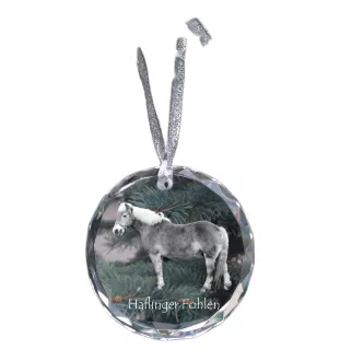 Haflinger Fohlen - crystal bauble with a photo, horse photo in crystal, personalized Christmas tree ornament by Art-Dog brand