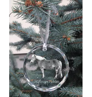 Haflinger Fohlen - boule de Noël en cristal avec une photo, photo de cheval dans le cristal, décoration personnalisée pour sapin de Noël de la marque Art-Dog