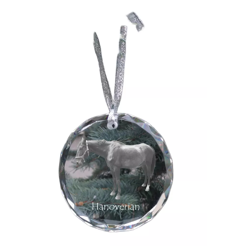 Hanoverian - crystal bauble with a photo, horse photo in crystal, personalized Christmas tree ornament by Art-Dog brand