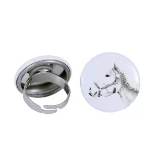 Haflinger - Bague de collection avec l'image d'un cheval, produit fait à la main, marque Art-Dog