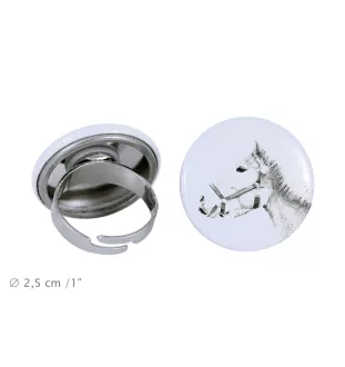 Haflinger - Bague de collection avec l'image d'un cheval, produit fait à la main, marque Art-Dog