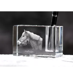 Haflinger - Pen stand, crystal organiser with picture of a horse, unique desk decoration by Art-Dog brand