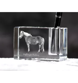 Haflinger Fohlen - Pen stand, crystal organiser with picture of a horse, unique desk decoration by Art-Dog brand