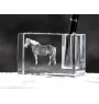Haflinger Fohlen - Stifthalter, Kristallorganisator mit Bild eines Pferdes, einzigartige Schreibtischdekoration der Marke Art-Dog