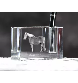 Haflinger Fohlen - Pen stand, crystal organiser with picture of a horse, unique desk decoration by Art-Dog brand