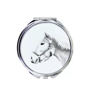 Haflinger - pocket mirror with a horse, personalized mirror for a purse, compact mirror with Art-Dog brand print