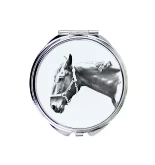 Hannoveraner - Taschenspiegel mit Pferd, personalisierter Taschenspiegel, kompakter Spiegel mit Art-Dog-Logo