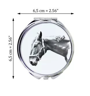 Hanovrien - miroir de poche avec cheval, miroir personnalisé pour sac à main, miroir compact avec impression de la marque Art-Dog