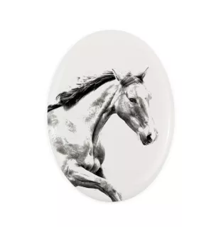 Cheval de sport irlandais - une plaque commémorative avec une photo de cheval, une plaque funéraire avec une impression, une plaque ovale personnalisée de la marque Art-Dog