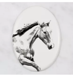 Irischer Sport - Gedenktafel mit einem Pferdefoto, Grabplatte mit Druck, personalisierte ovale Platte von Art-Dog.