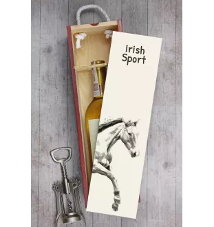 Cheval de sport irlandais - boîte à vin avec un cheval, boîte à alcool avec une illustration, boîte cadeau personnalisée de la marque Art-Dog