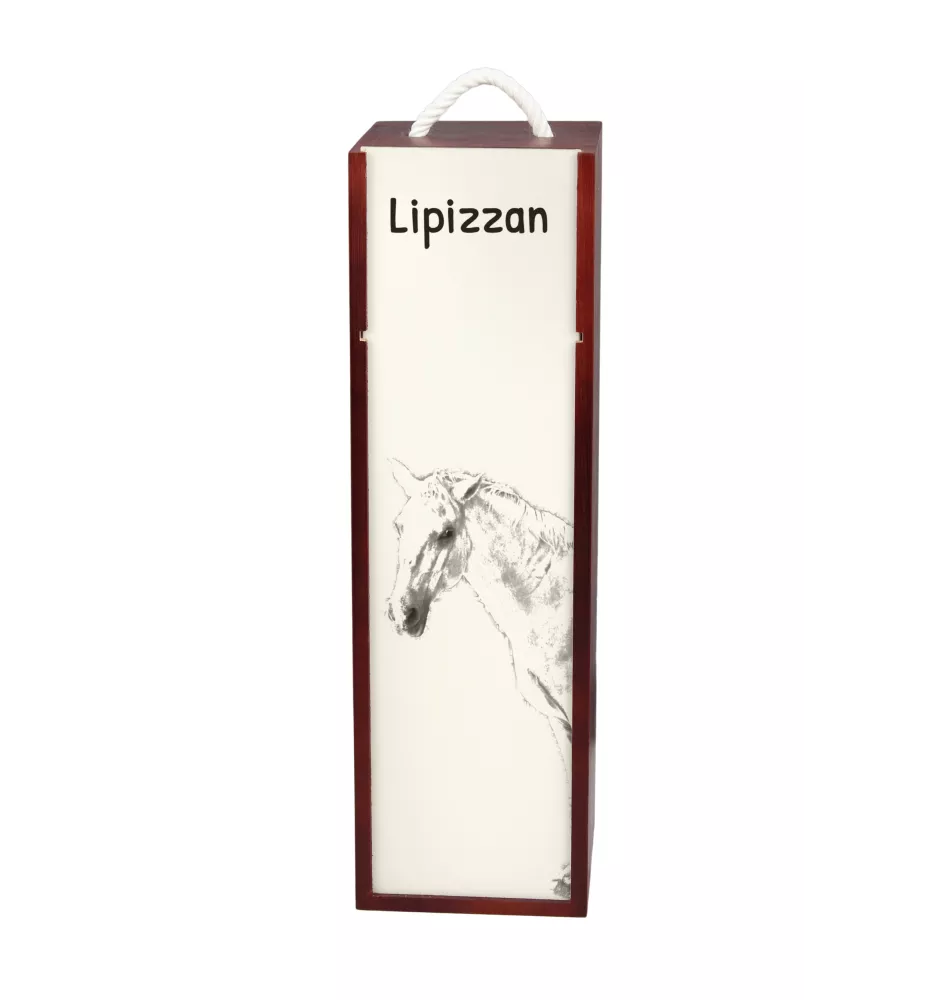Lipizzaner - Weinkiste mit Pferd, Alkoholkiste mit Grafik, personalisierte Geschenkbox der Marke Art-Dog