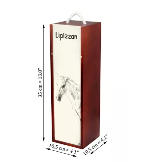 Lipizzan - boîte à vin avec un cheval, boîte à alcool avec une illustration, boîte cadeau personnalisée de la marque Art-Dog