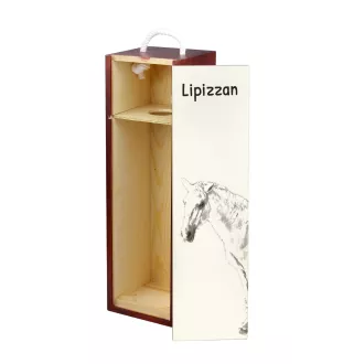 Lipizzan - boîte à vin avec un cheval, boîte à alcool avec une illustration, boîte cadeau personnalisée de la marque Art-Dog