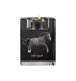 Cheval de sport irlandais - Bougeoir avec image d'un cheval, porte bougie en cristal, cadeau personnalisé par la marque Art-Dog