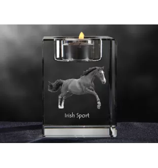 Irischer Sport - Kerzenhalter mit Bild eines Pferdes, Teelichthalter aus Kristall, personalisiertes Geschenk der Marke Art-Dog