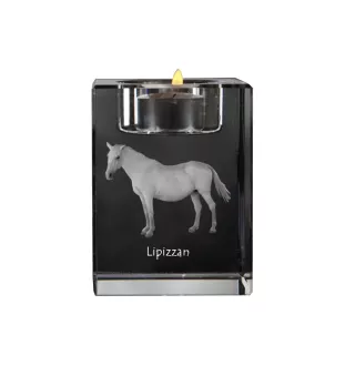 Lipizzaner - Kerzenhalter mit Bild eines Pferdes, Teelichthalter aus Kristall, personalisiertes Geschenk der Marke Art-Dog