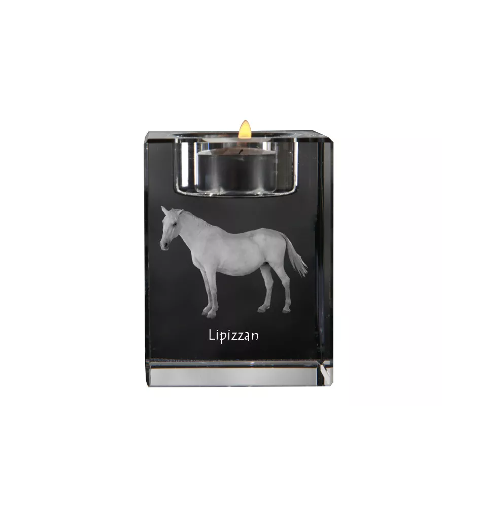 Lipizzan - Candle holder with picture of a horse, crystal tealight holder, personalised gift by Art-Dog brand