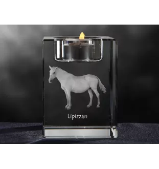 Lipizzan - Bougeoir avec image d'un cheval, porte bougie en cristal, cadeau personnalisé par la marque Art-Dog