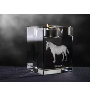 Lipizzan - Bougeoir avec image d'un cheval, porte bougie en cristal, cadeau personnalisé par la marque Art-Dog
