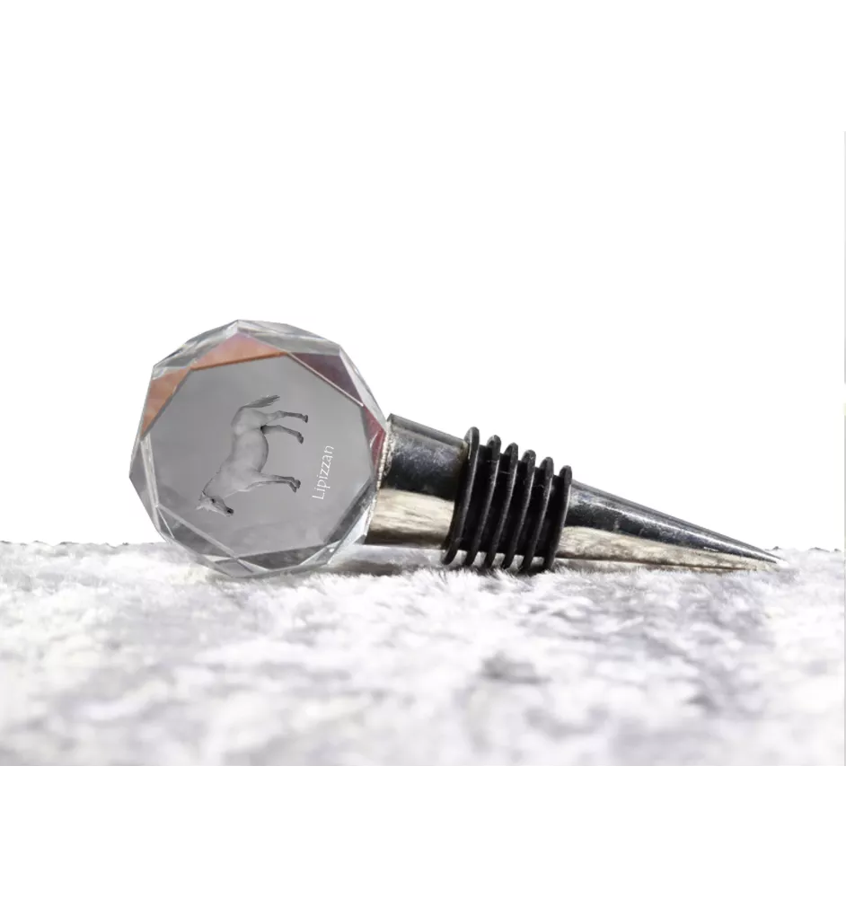 Lipizzan - Bottle stopper, crystal wine stopper with picture of a horse, personalised gift for bartender by Art-Dog brand