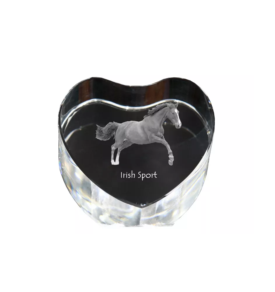 Cheval de sport irlandais - une photo de cheval dans un cristal, un cœur en cristal, un cadre exceptionnel avec une photo de la marque Art-Dog