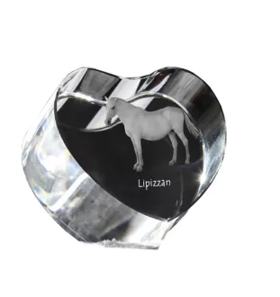 Lipizzaner - Pferdefoto im Kristall, Kristallherz, einzigartiger Bilderrahmen der Marke Art-Dog