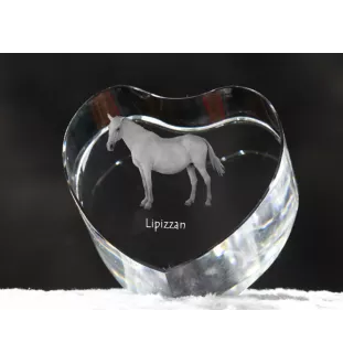 Lipizzan - a photo of a horse in crystal, a crystal heart, a unique frame with a photo from the Art-Dog brand