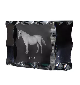 Lipizzan - Kristall mit einem Pferdebild, Glasstatuette mit einem Bild, einzigartiger Bilderrahmen der Marke Art-Dog