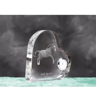 Irish Sport - crystal clock with a picture of a horse, heart-shaped shelf clock, personalized standing clock by Art-Dog brand