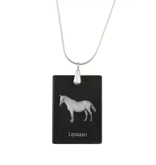 Lipizzaner - Crystal pendant with horse, silver necklace with photo, personalised pendant by Art-Dog brand