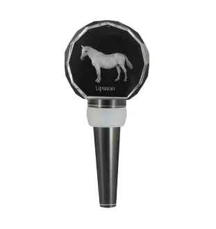 Lipizzan - Crystal bottle stopper with horse, unique wine stopper with photo, personalised gift for sommelier by Art-Dog brand
