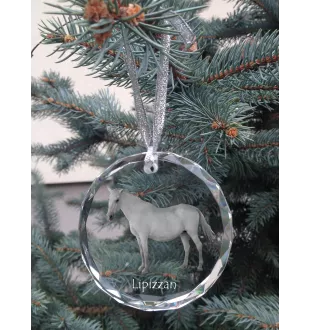 Lipizzan - boule de Noël en cristal avec une photo, photo de cheval dans le cristal, décoration personnalisée pour sapin de Noël de la marque Art-Dog