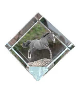 Cheval de sport irlandais - un cube de cristal avec une photo de cheval, une photo de cheval dans le cristal, un presse-papiers cubique de la marque Art-Dog