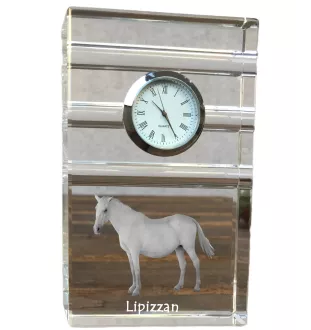 Lipizzaner - Glasuhr mit Foto, Pferdefoto im Kristall, personalisierte Tischuhr für das Büro der Marke Art-Dog