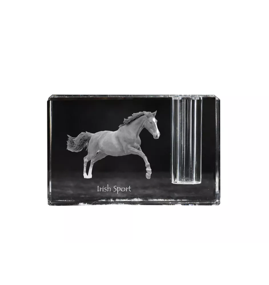 Irish Sport - Pen stand, crystal organiser with picture of a horse, unique desk decoration by Art-Dog brand