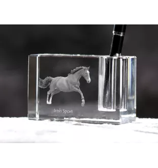 Cheval de sport irlandais - Porte-stylos, organiseur en cristal avec image d'un cheval, décoration de bureau unique par la marque Art-Dog