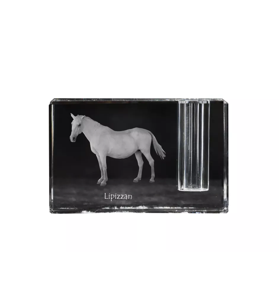 Lipizzaner - Stifthalter, Kristallorganisator mit Bild eines Pferdes, einzigartige Schreibtischdekoration der Marke Art-Dog