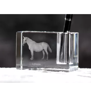 Lipizzan - Porte-stylos, organiseur en cristal avec image d'un cheval, décoration de bureau unique par la marque Art-Dog