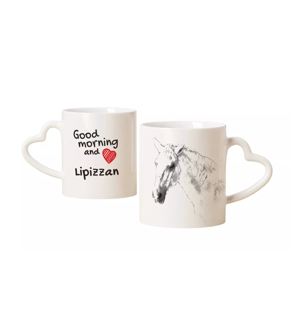 Lipizzan - cup with a dog, adorable cup with a heart-shaped handle, universal gift from the Art-Dog brand