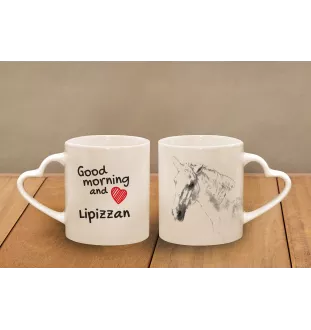 Lipizzaner - Tasse mit Hund, entzückende Tasse mit herzförmigem Henkel, universelles Geschenk der Marke Art-Dog