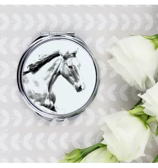 Irish Sport - pocket mirror with a horse, personalized mirror for a purse, compact mirror with Art-Dog brand print