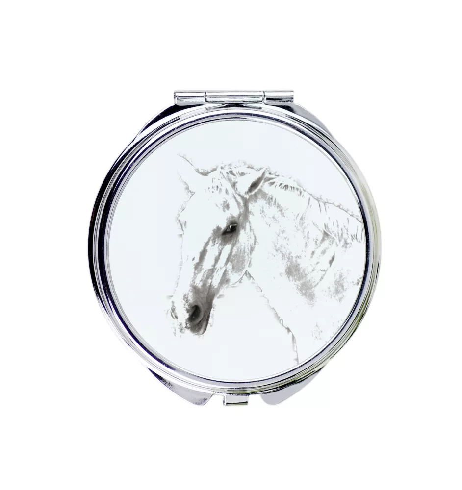 Lipizzan - pocket mirror with a horse, personalized mirror for a purse, compact mirror with Art-Dog brand print