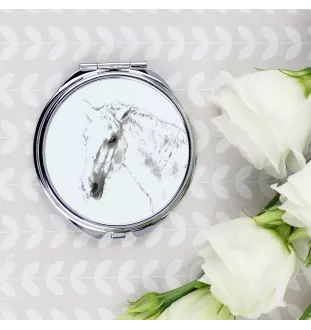 Lipizzan - pocket mirror with a horse, personalized mirror for a purse, compact mirror with Art-Dog brand print