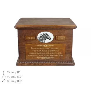 Mustang urna na drewnie z statuetką stojącą Art-Dog